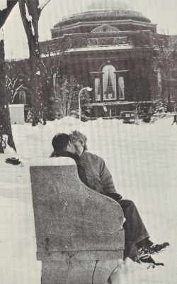 students sitting on bench