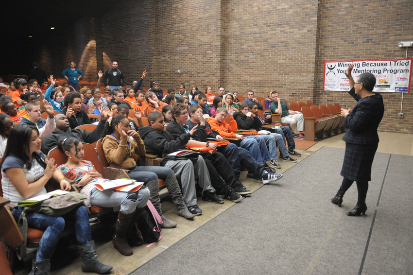 person speaking to audience