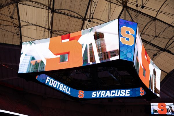 new center-hung scoreboard in the Stadium