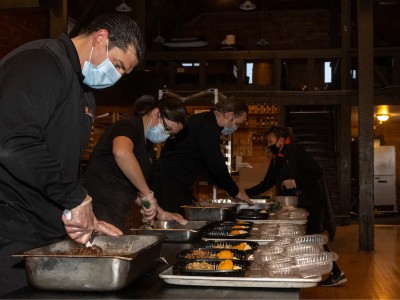 Catering Services staff fixing dinners