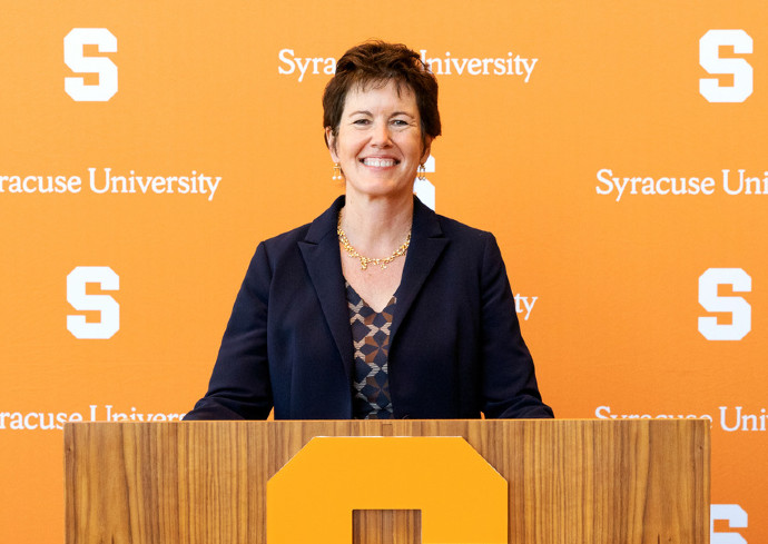 person at podium