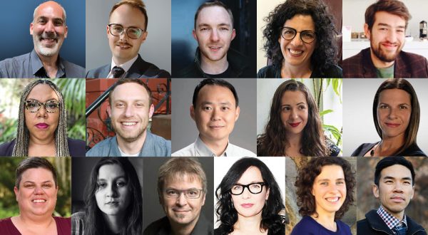 Headshots of the 16 new faculty members in the College of Visual and Performing Arts.