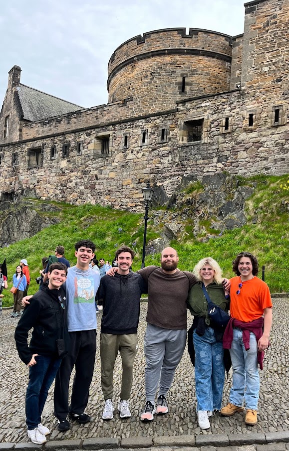 Student musicians outside Edinburgh Castle.
