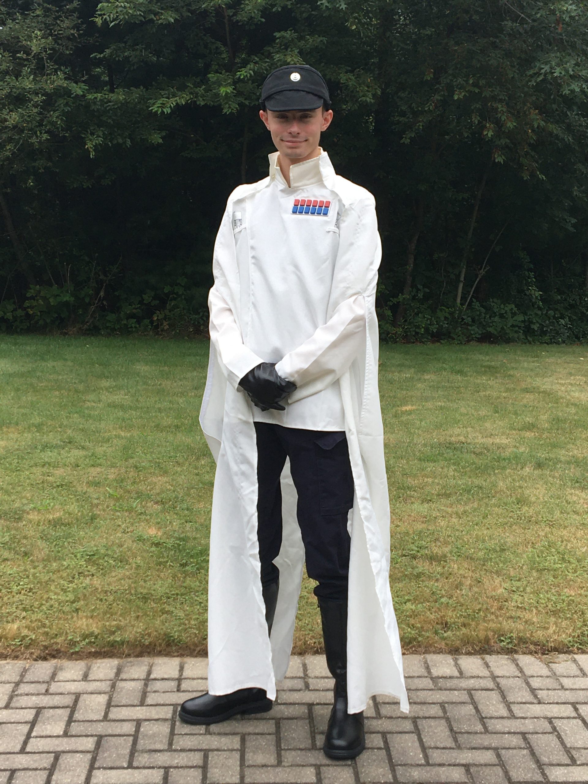 Individual dress in a costume from Star Wars.