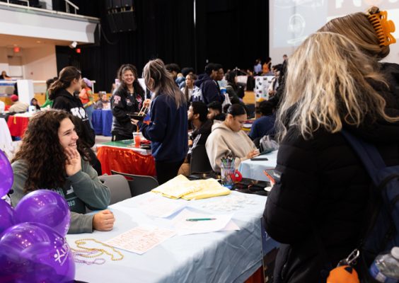 Students gather and talk during a recent involvement fair.
