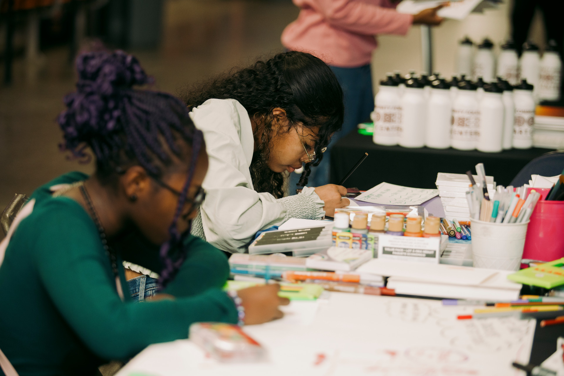 Students making crafts