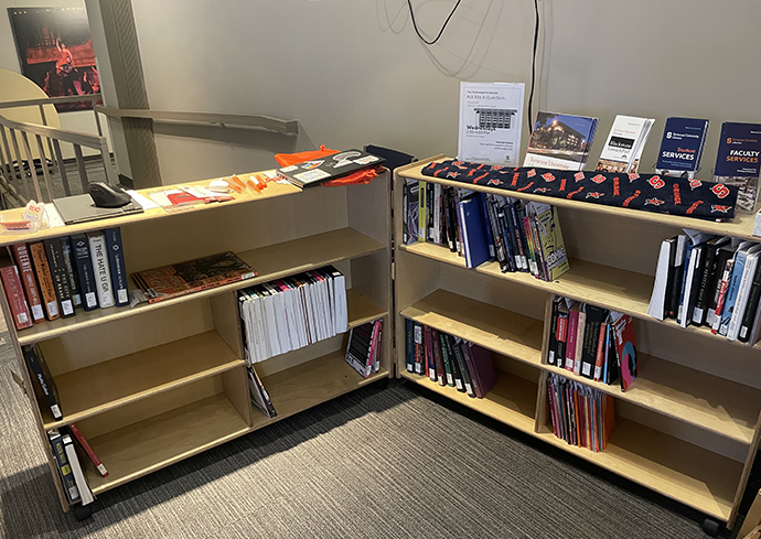 books in two bookshelves