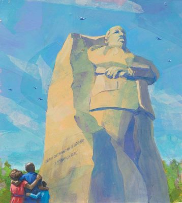 People looking at MLK monument