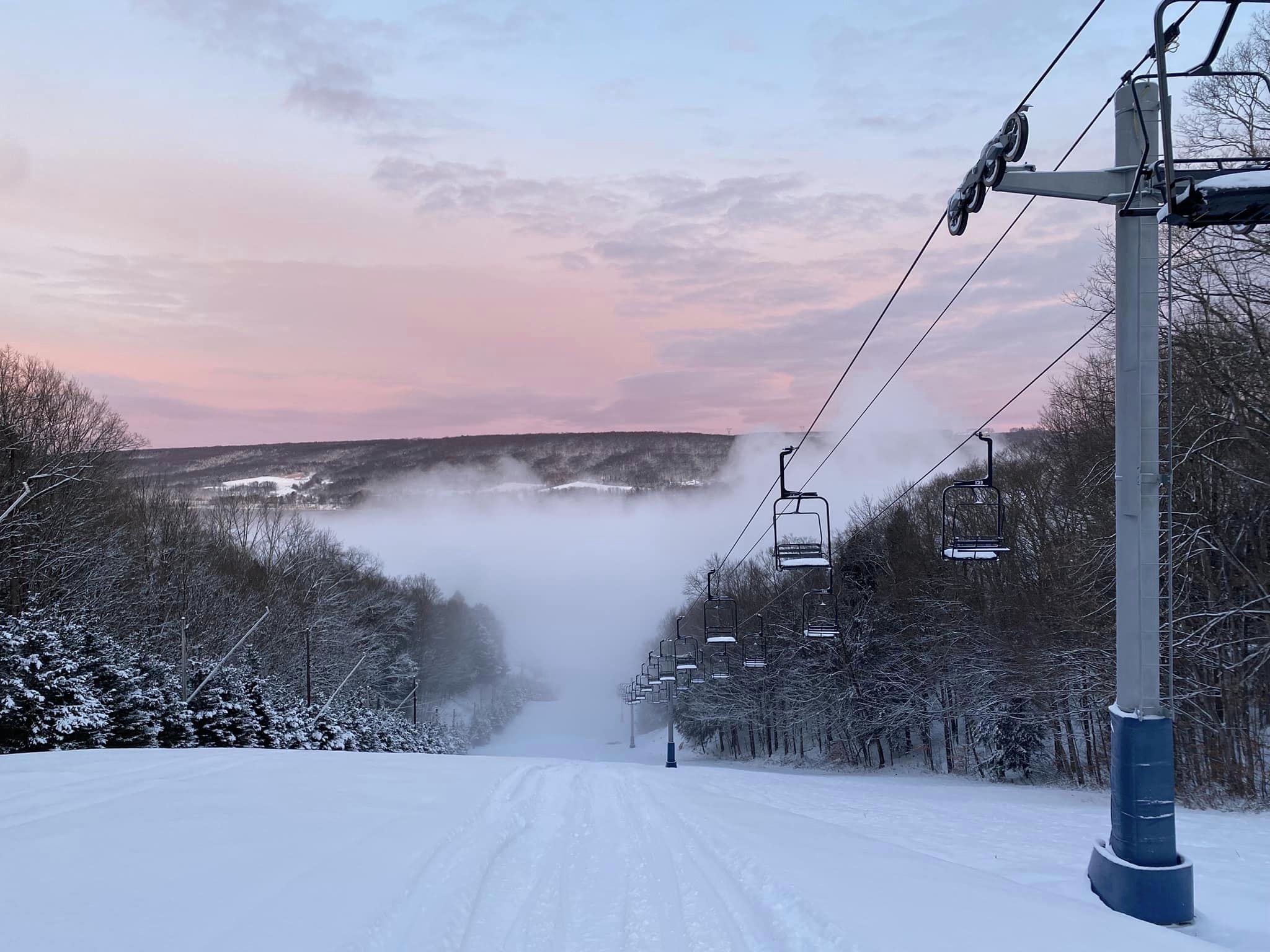 Ski hill covered in snow