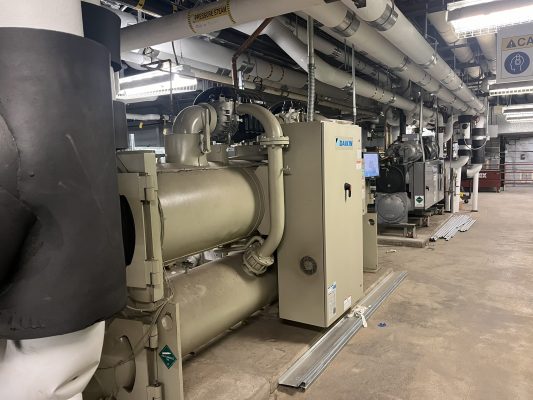 Machinery inside a building