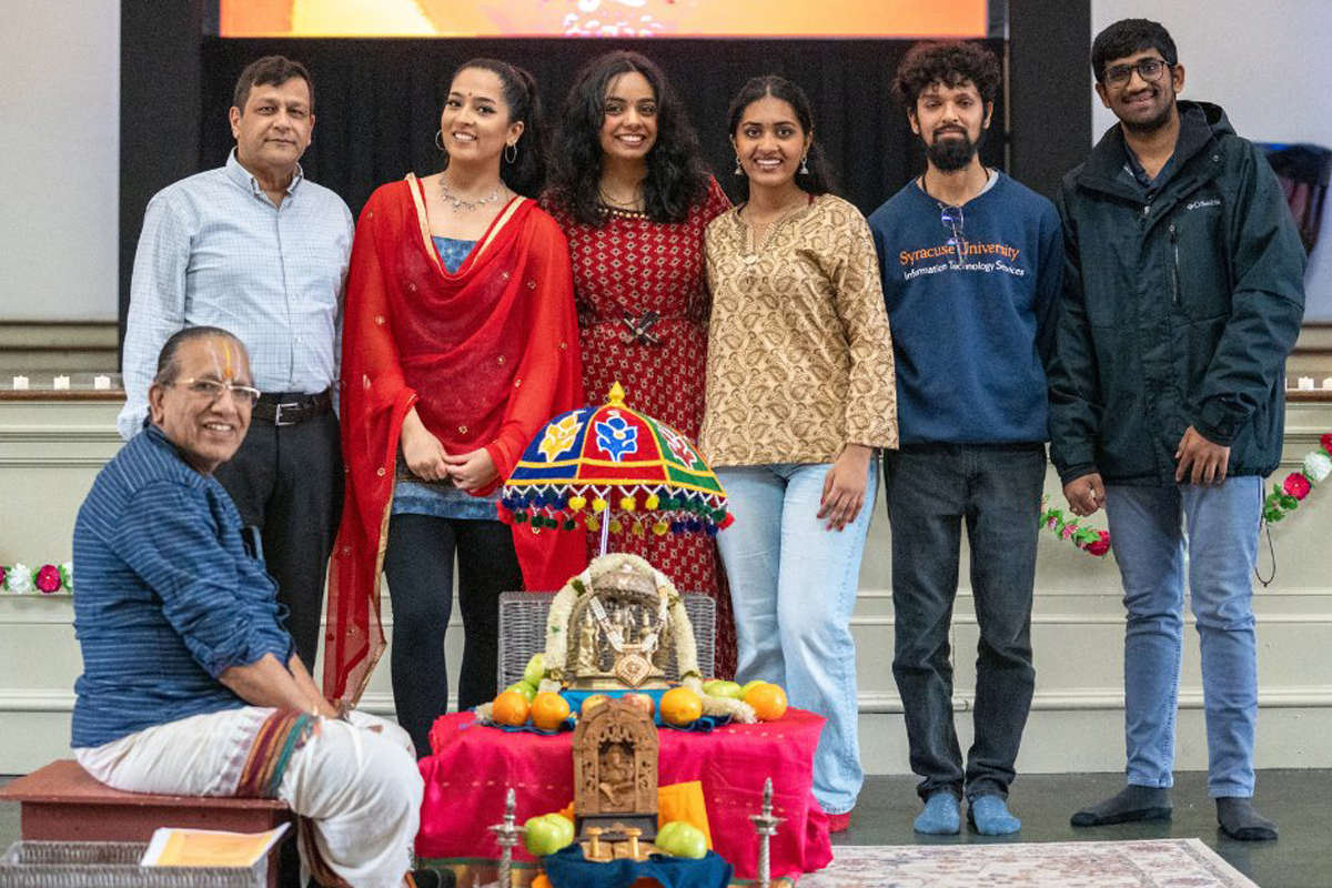 Members of the Hindu Chaplaincy and the Hindu Student Association celebrate Ram Navami. 