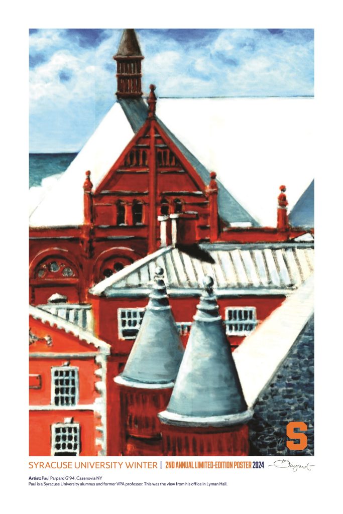 painting of buildings on campus