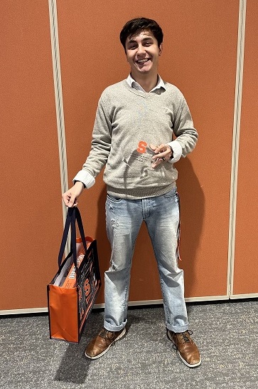 person standing with a bag