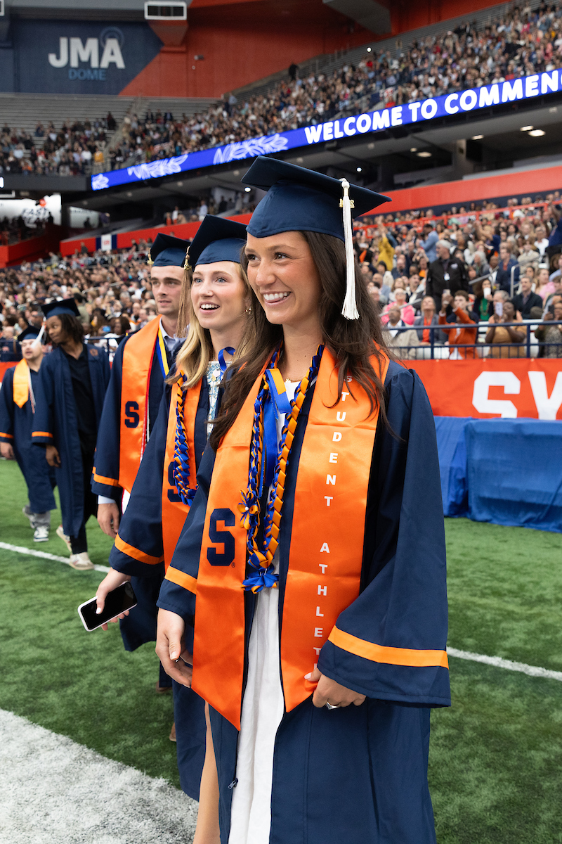 Students lined up waiting to process during Commencement 