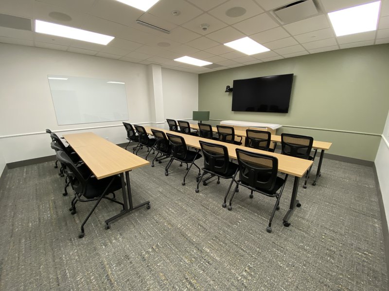 Small classroom with table and chairs