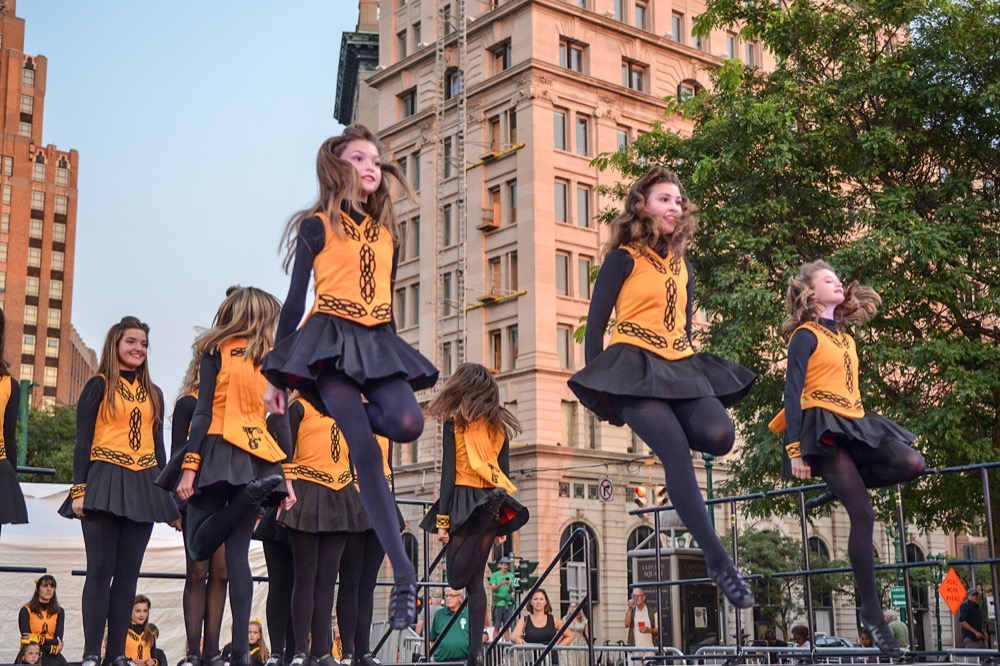 Irish dancers performing