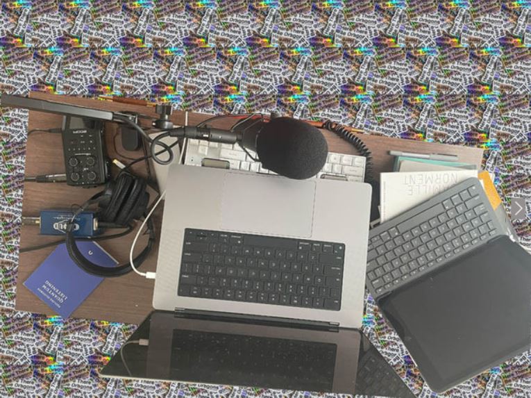 Overhead view of laptop computer