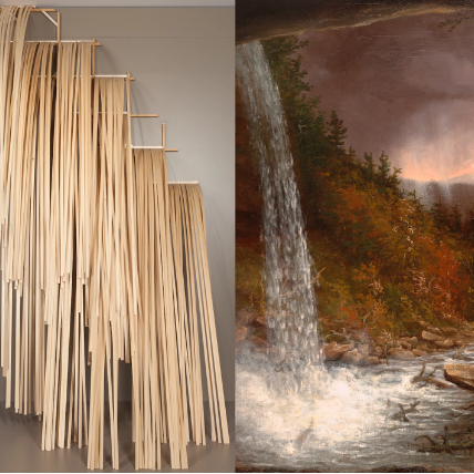 sculpture artwork next to painting