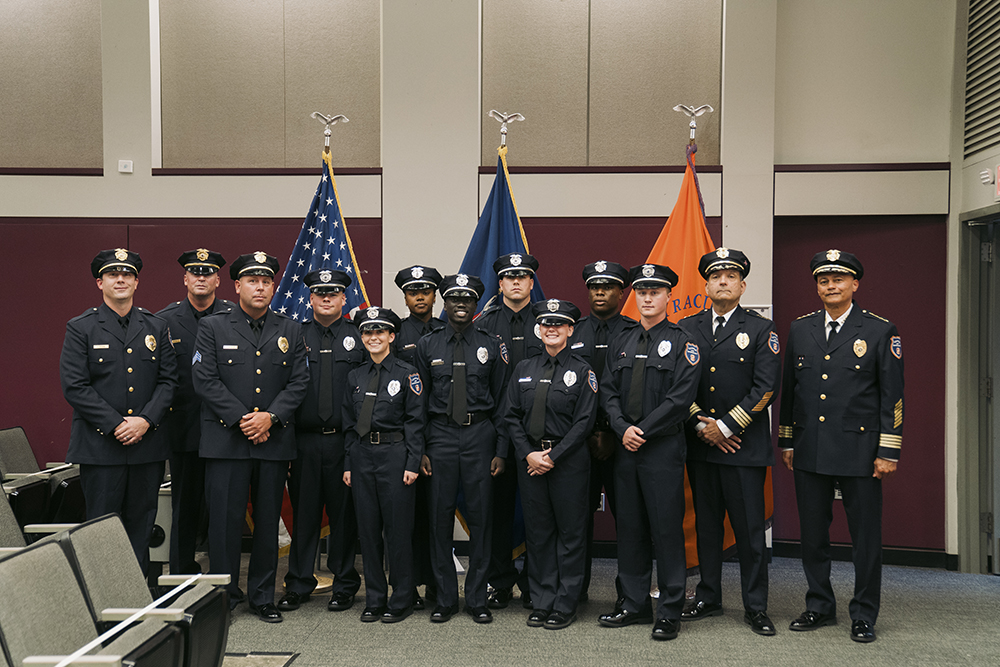 a group of 13 uniformed DPS officers
