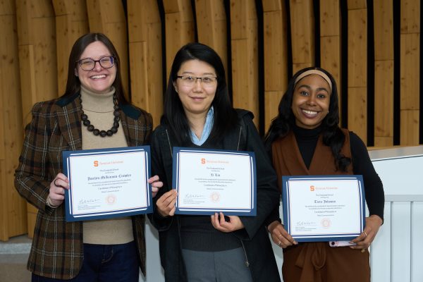 Doctoral candidates received a certificate of recognition at the event March 28 at the National Veterans Resource Center.