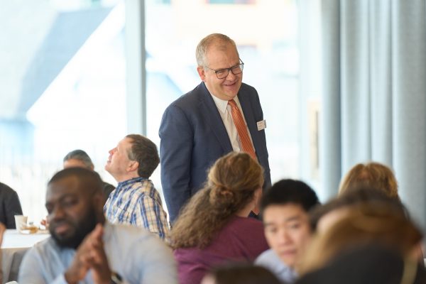 Graduate School Dean Peter Vanable greeted guests ahead of the ceremony